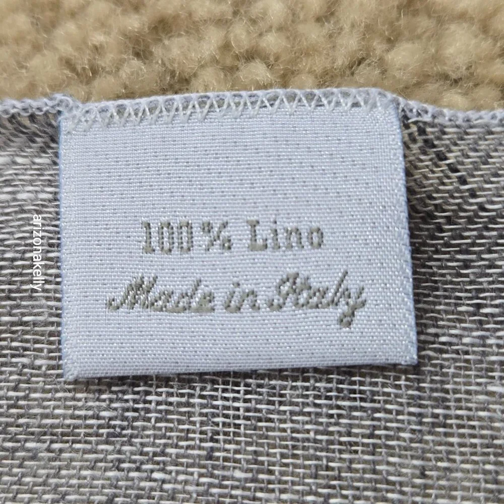 NWOT Italian Linen Scarf Grey and White PERFECT